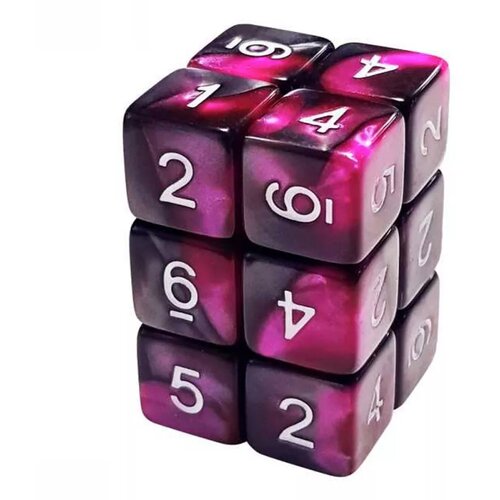 Green Stuff World Dice D6 16mm Color SILVER/PURPLE Marble (12pc pack) Slike