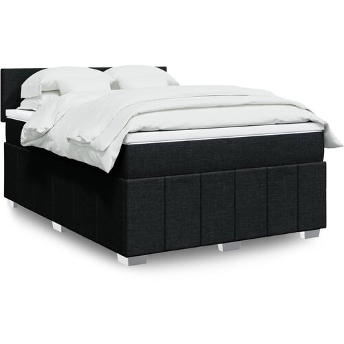 vidaXL Box spring postelja z vzmetnico črna 140x200 cm blago Cene