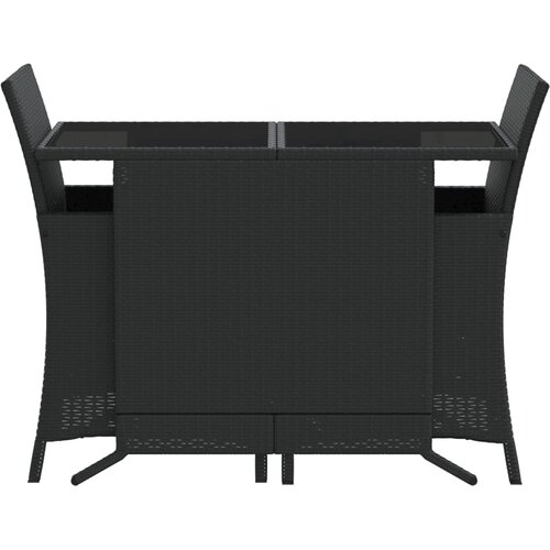  3-dijelni bistro set s jastucima crni od poliratana Slike