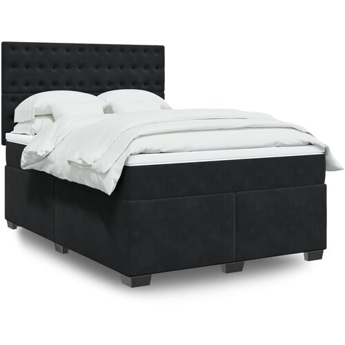  The Living Store Box spring postelja z vzmetnico črna 160x200 cm žamet - Box Spring Postelja, (21492528) Slike