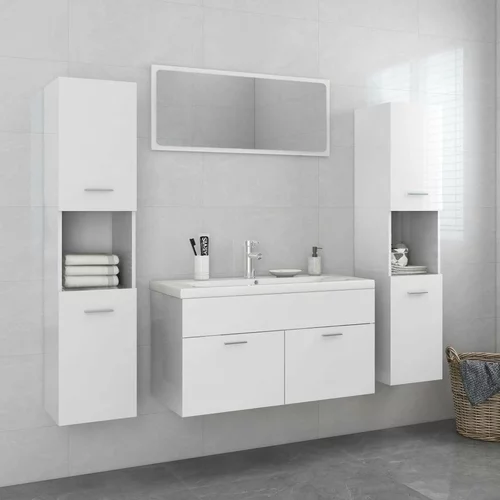  Komplet kopalniškega pohištva visok sijaj bele barve iverna pl., (20798136)