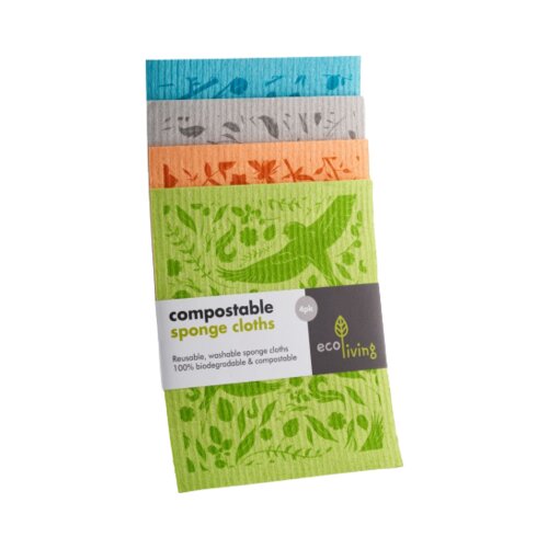 EcoLiving Set od 4 spužvaste krpe - Botanic Garden Slike