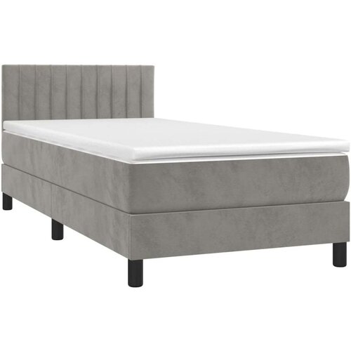  Krevet box spring s madracem LED svjetlosivi 90x190 cm bar&amp;scaron;un Slike