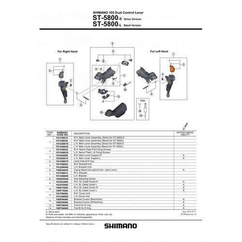 Shimano plastika i zavrtanj ručice menjača/kočnice ST5800 desna Y01F98030 Slike