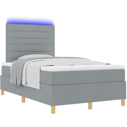 vidaXL Krevet s box springom s madracem i LED svjetlom svjetlosiva 120x200 cm tkanina Cijene