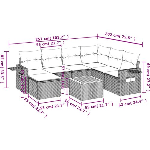  8-dijelni set vrtnih sofa od poliratana s jastucima crni Crna 62 x 62 x 69 cm Slike