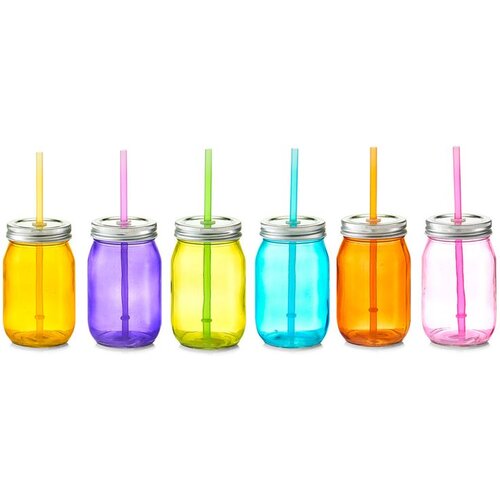 ZELLER Staklenka sa slamkom "Color", 450 ml, &Oslash;8x13 Cijene