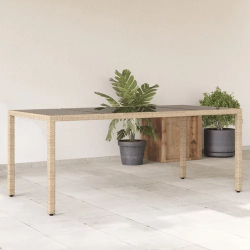  Vrtni stol sa staklenom pločom bež 190x90x75 cm poliratan
