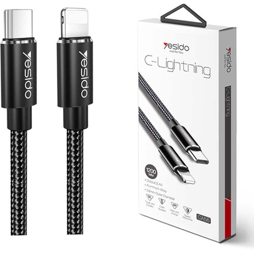 Yesido Podatkovni kabel (CA-56) - Type-C na Lightning, 18W, 2.4A, 1.2m - crni Cijene