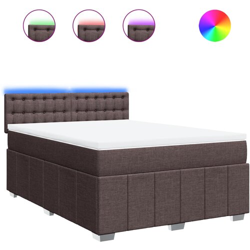 vidaXL Box spring postelja z vzmetnico temno rjav 140x190 cm blago, (21308187) Cene
