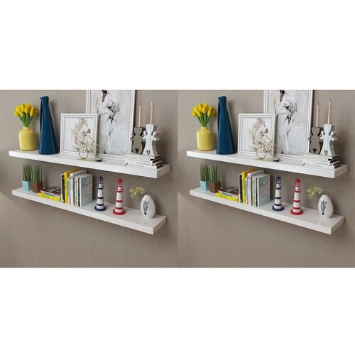 VidaXL Stenske police 4 kosi bele 120 cm Slike