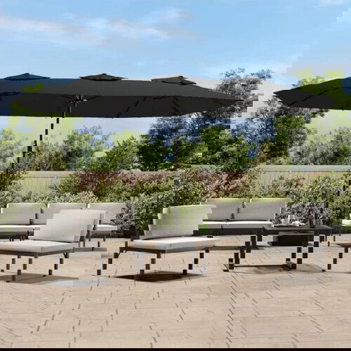 vidaXL dvojni senčnik z led diodami črn 449x245 cm Cene