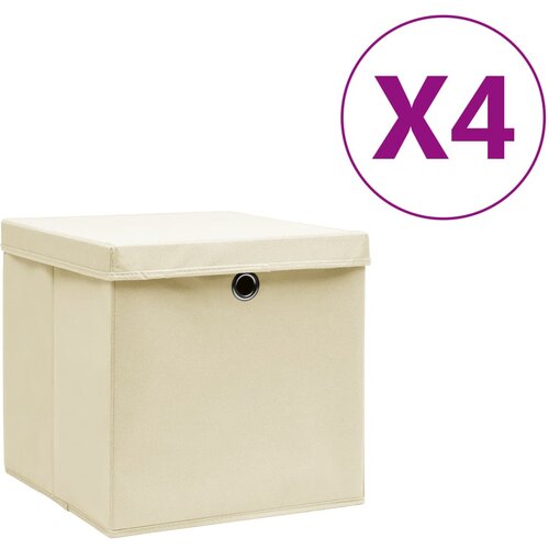 VidaXL &amp;Scaron;katle s pokrovi 4 kosi 28x28x28 cm krem Slike
