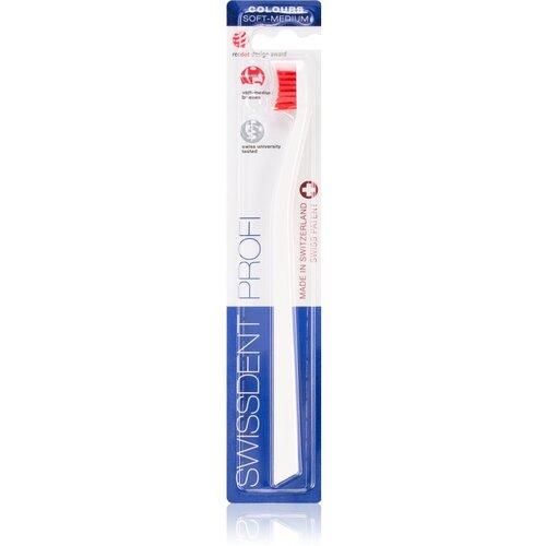 Swissdent profi Colours Soft Medium srednje mekana četkica za zube 1 kom nijansa White&Red Cijene