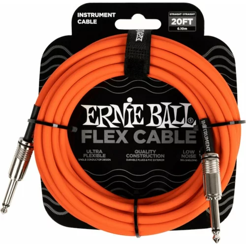 Ernie Ball Flex Instrument Cable Straight/Straight Oranžna 6 m Ravni - Ravni