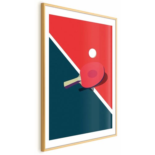  Plakat - Table Tennis - Ball and Racket on a Table 60x90 Zlatni okvir s margom Cene