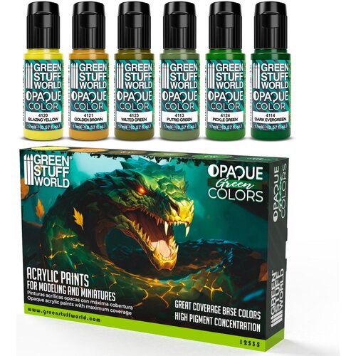 Green Stuff World Opaque Paint Set - Green Colours | Set Akrilnih Boja x6 Cene
