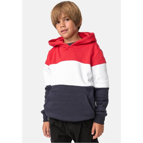 Urban Classics Boys' 3-Tone Hoody fire red/white/navy Cene
