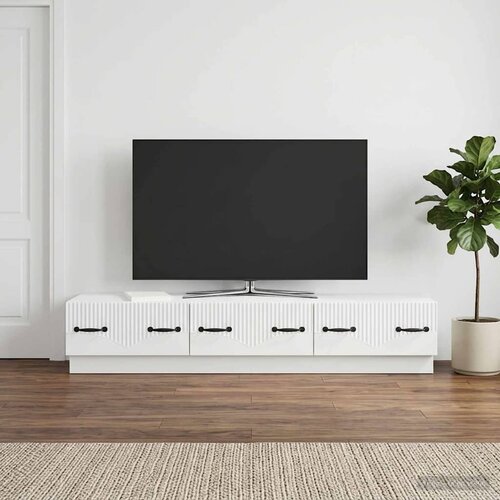 TV ormar s ladicama Bijela 147 x 34,5 x 27 cm Konstruirano drvo Slike
