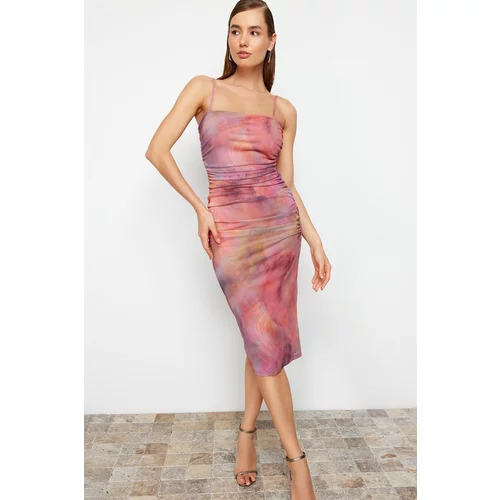 Trendyol Multicolored Abstract Patterned Elegant Evening Dress