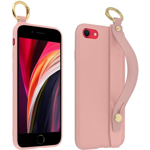 AVIZAR Mehak silikonski ovitek za iPhone SE 2022, 2020 in iPhone 8, 7 z rocajem in držalom za video - roza, (20720003) Cene