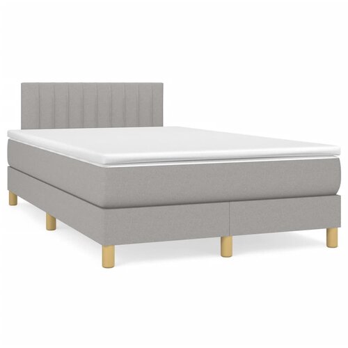 VidaXL Box spring postelja z vzmetnico LED sv. siva 120x190 cm blago Slike