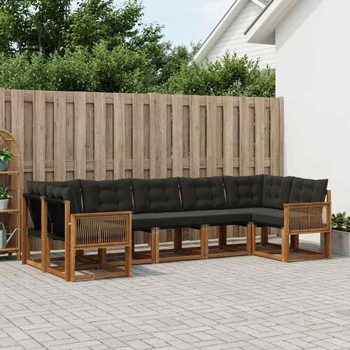  Set vanjskih sofa 7 pcs Prirodna i crna Cene