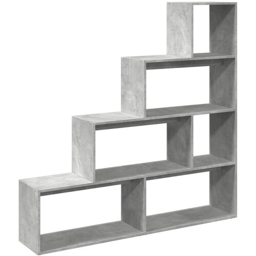 Pregrada regal za knjige 4 razine sivi 143,5x29x143,5 cm drvo Slike