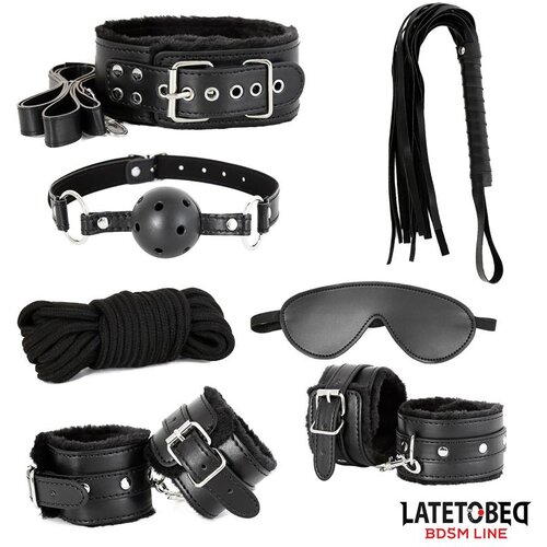 LATETOBED BDSM Line 7 Bondage Pieces Set Black Cene