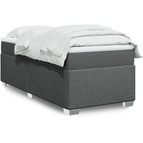 VidaXL Krevet s oprugama i madracem tamnosivi 90x200 cm od tkanine Slike