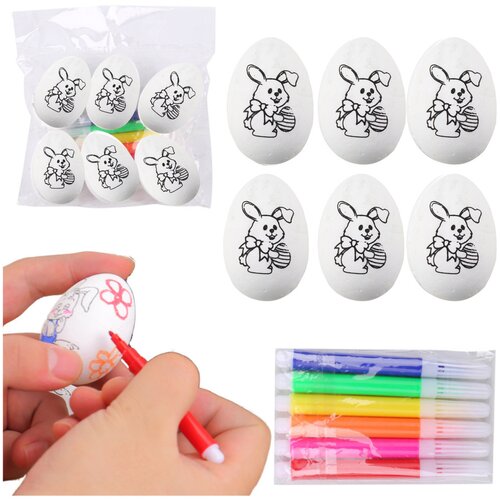  Easter Styrofoam Eggs For Painting Markers Pattern Rabbit B 6pcs Cene