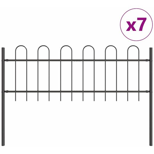  Vrtna Ograda 7 pcs Siva 11,9 x 0,6 m Čelik s prahom Slike