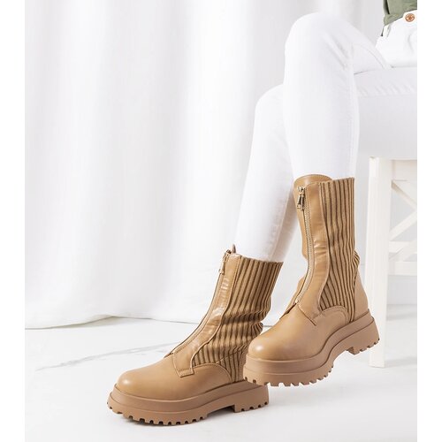 Gemre Brown ankle boots with sock-like upper Lewin Cene