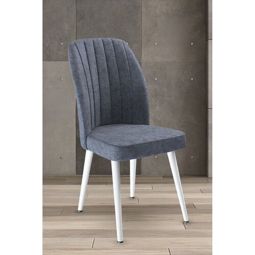 Hanah home set trpezarijskih stolica Platinum 6 kom, dimno siva tkanina Jerry, bele metalne noge Cene