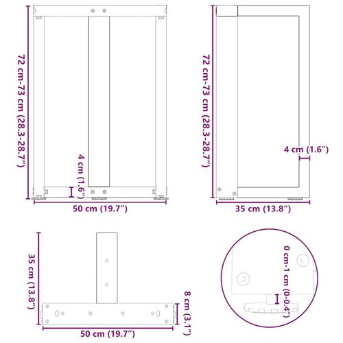  Noge za blagovaonski stol T-oblika 2 kom 50x35x(72-73) cm čelik Slike