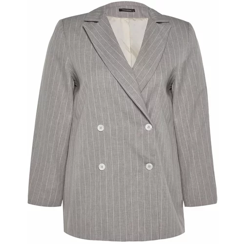 Trendyol Curve Plus Size Jacket - Gray - Relaxed fit