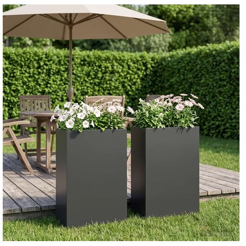 vidaXL Vrtna saksija 2 kom. Crna 40 x 20 x 75 cm Čelična vrata - Crna 40 x 20 x 75 cm 2 Cene