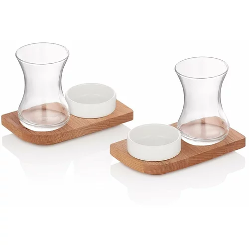 Hermia Drveni pladnjevi za posluživanje sa zdjelicama i čašama u setu od 2 kom -