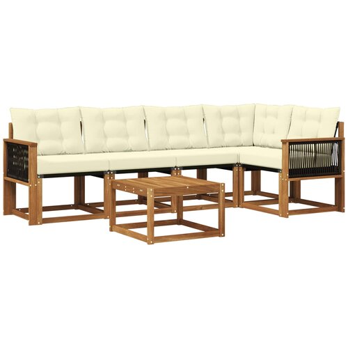 vidaXL Zunanja garnitura za sedenje z blazino 6 pcs Naravna in smetana, (5000282550) Cene