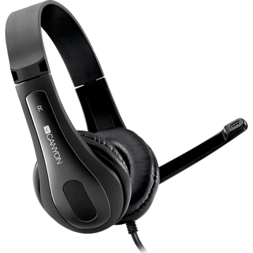Canyon HSC-1 basic PC headset with microphone, combined 3.5mm plug, leather pads, Flat cable length 2.0m, 160*60*160mm, 0.13kg, Black - CNS-CHSC1B