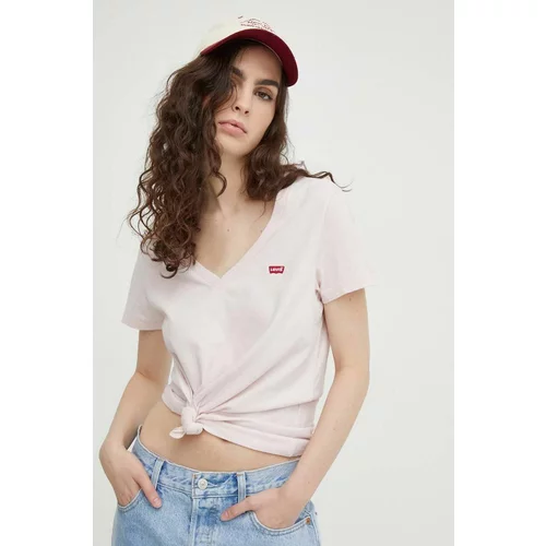 Levi's Bombažna kratka majica ženski, roza barva
