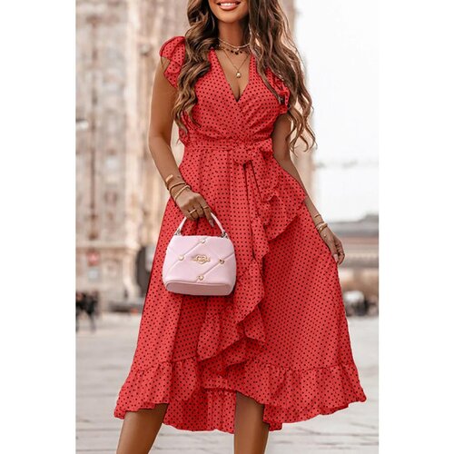 Fenzy Midi Haljina S Uzorkom Na Točkice, Crvena Cijene