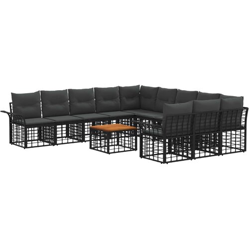 vidaXL Set vanjskih sofa 12 kom. Crna i tamno siva Poliester - Crna i tamno siva sa stolom Cene