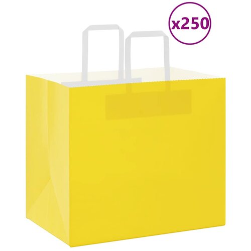  Papirnate vrećice 250 kom s ručkama žute 32x22x28 cm Slike