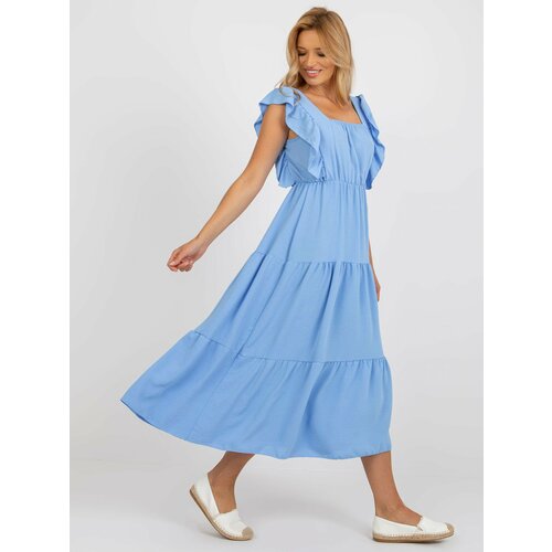 Fashion Hunters Light blue flowing dress with frills Slike