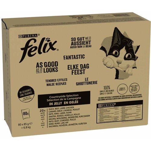 MEGA pakiranje Felix "So gut wie es aussieht" 80 x 85 g - Mesni miks (pi&scaron;čanec, govedina, raca, jagnjetina) Cijene