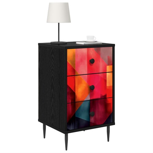  Noćni ormar HEESCH Crni hrast 36 x 33 x 61 cm Konstruirano drvo Slike