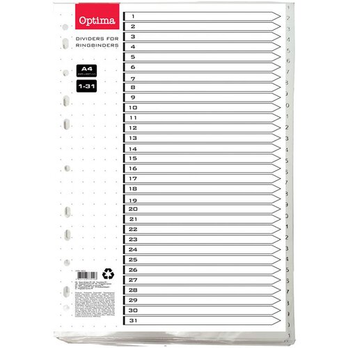 Optima Pregradni karton 1-31 A4 PP bel Cene