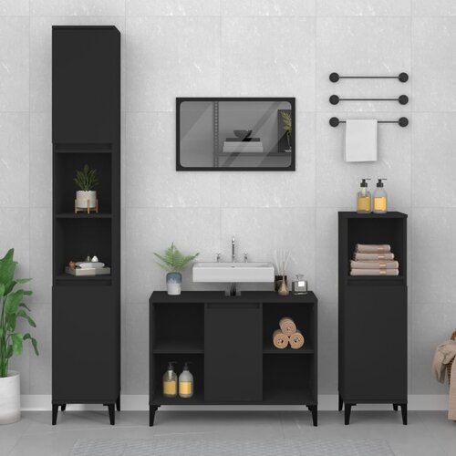 vidaXL Ormarić za umivaonik crni 80 x 33 x 60 cm konstruirano drvo Cijene