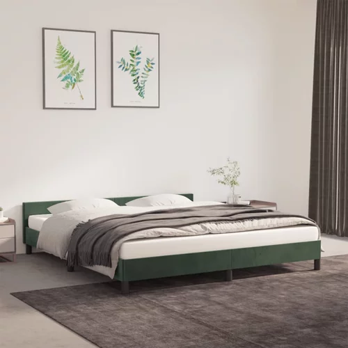 vidaXL Okvir za krevet s uzglavljem tamnozeleni 160x200 cm baršunasti